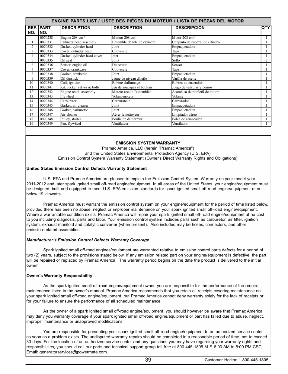 Powermate PM0123250.03 User Manual | Page 39 / 40