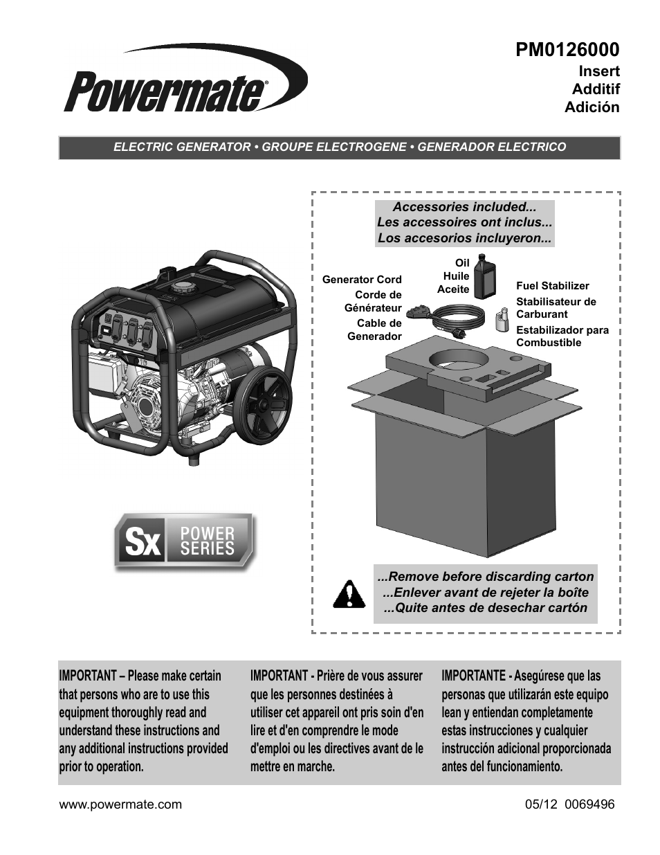 Powermate PM0126000 User Manual | 12 pages