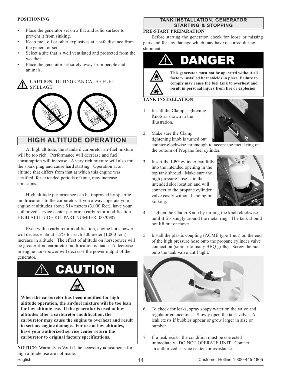 High altitude operation | Powermate PM0133250 User Manual | Page 14 / 64