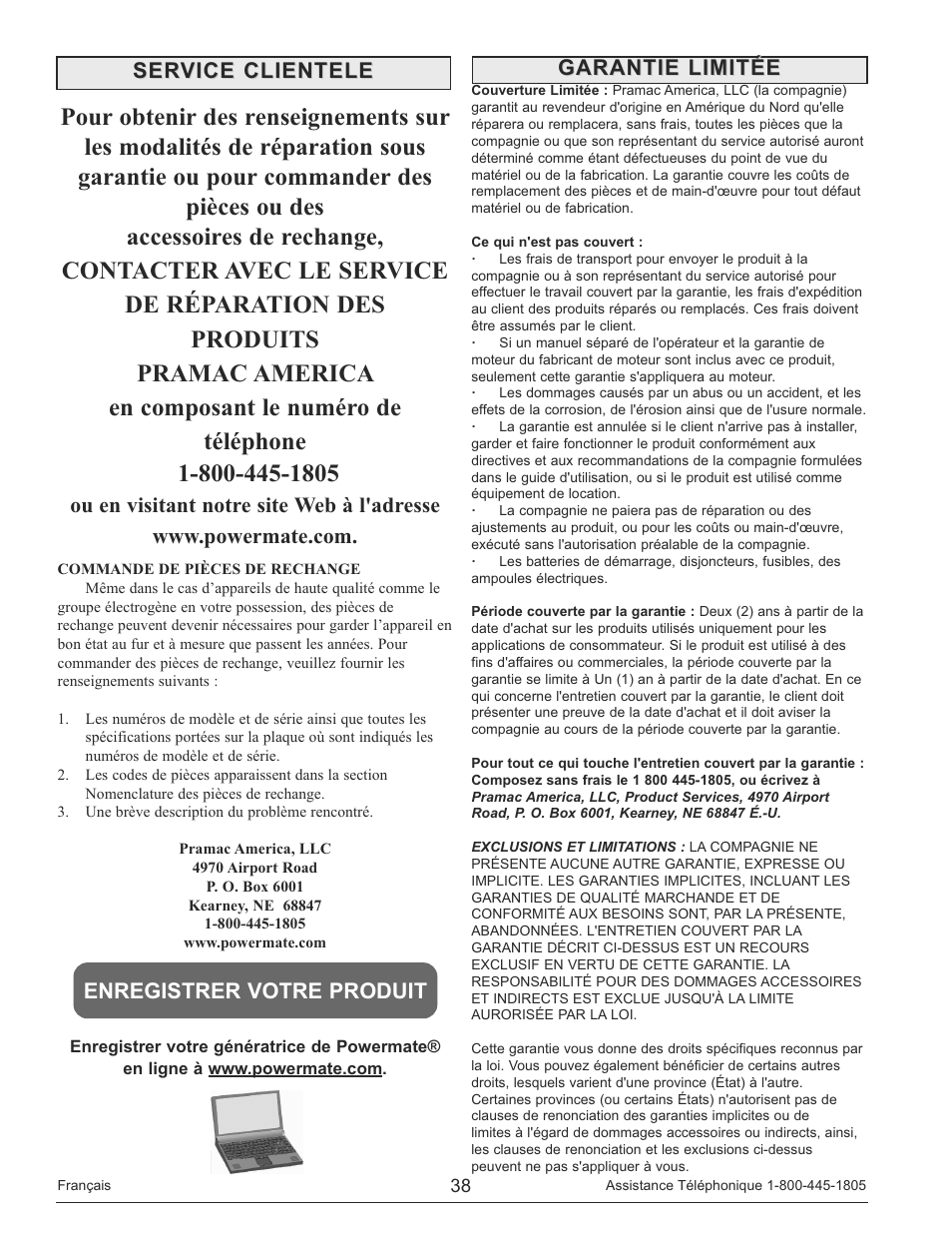 Powermate PM0133250 User Manual | Page 38 / 64