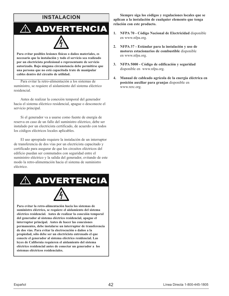Instalacion | Powermate PM0133250 User Manual | Page 42 / 64