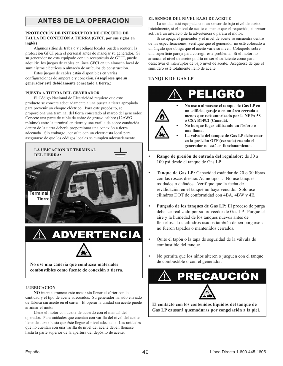 Antes de la operacion | Powermate PM0133250 User Manual | Page 49 / 64