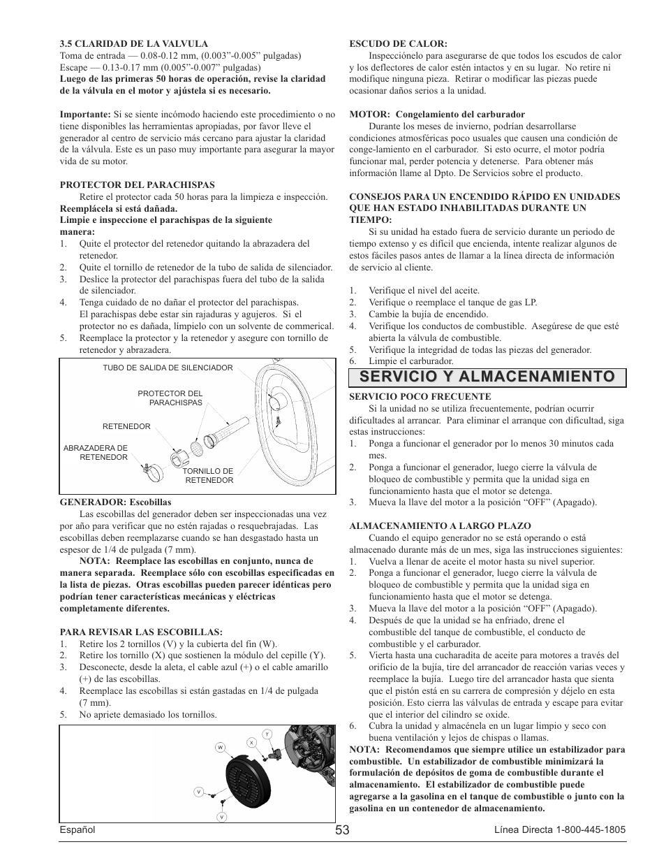 Servicio y almacenamiento | Powermate PM0133250 User Manual | Page 53 / 64