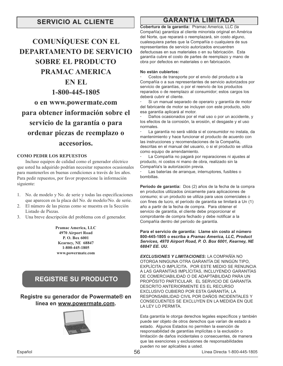 Powermate PM0133250 User Manual | Page 56 / 64