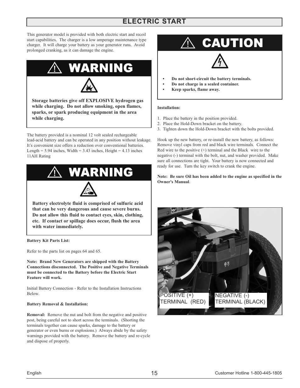 Electric start | Powermate PM0135500 User Manual | Page 15 / 72