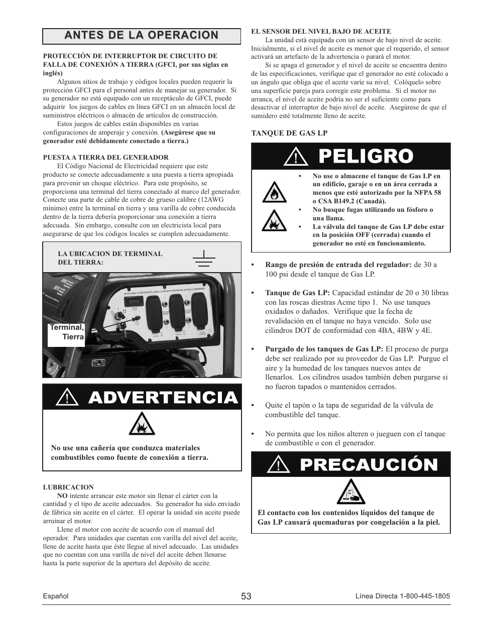 Antes de la operacion | Powermate PM0135500 User Manual | Page 53 / 72