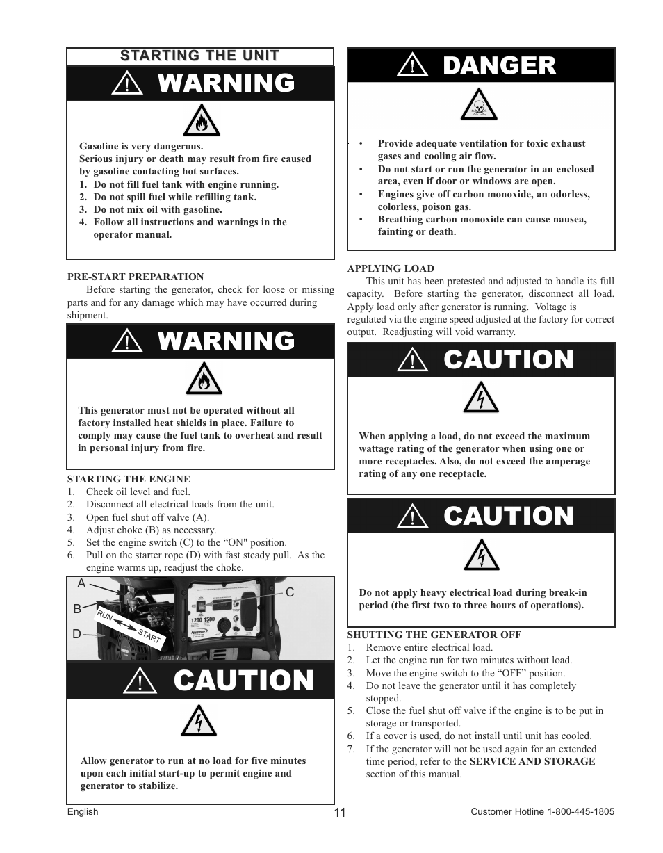 Starting the unit | Powermate PM0141200 User Manual | Page 11 / 48