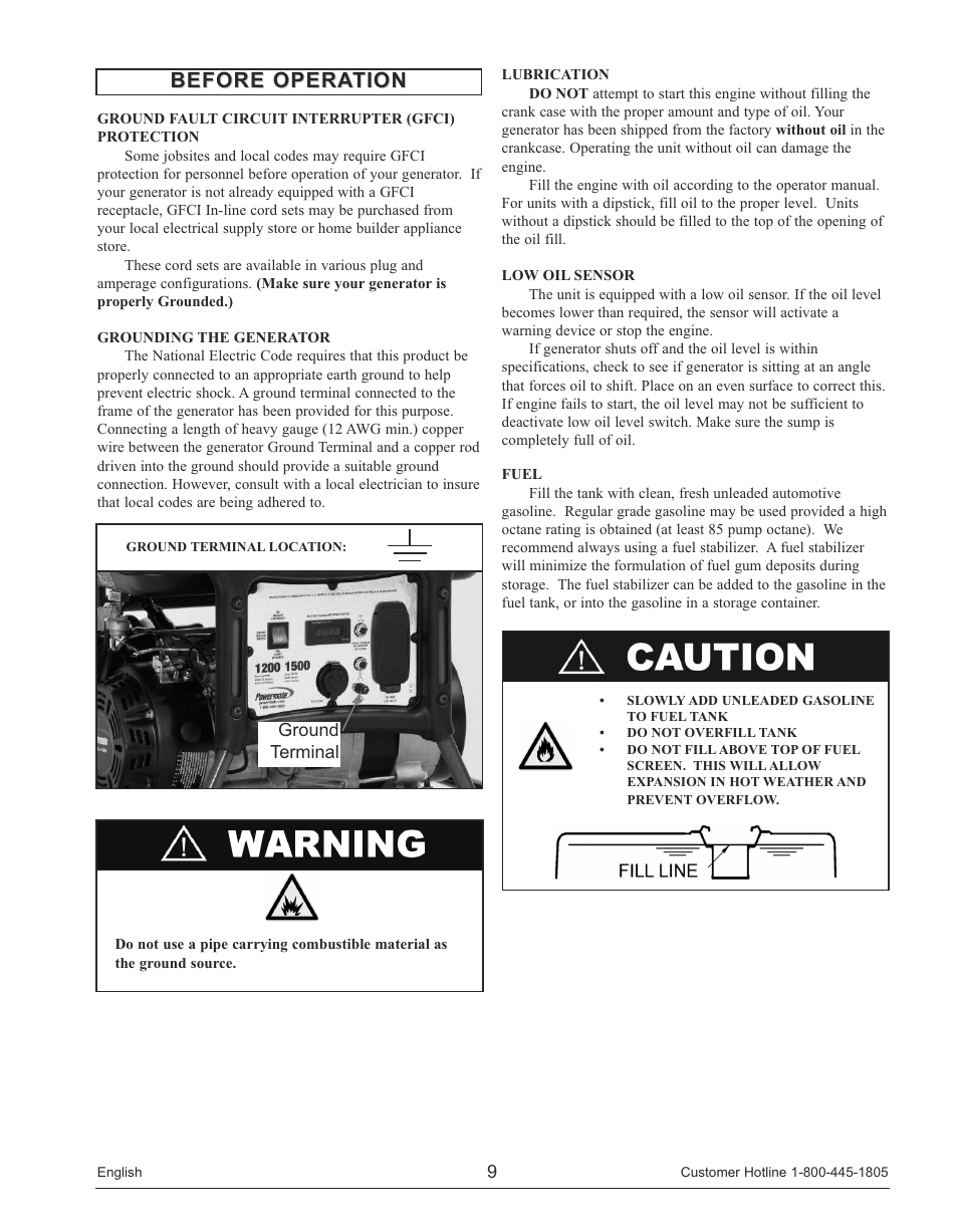 Before operation | Powermate PM0141200 User Manual | Page 9 / 48