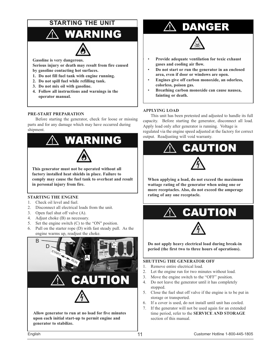 Starting the unit | Powermate PM0143250 User Manual | Page 11 / 48