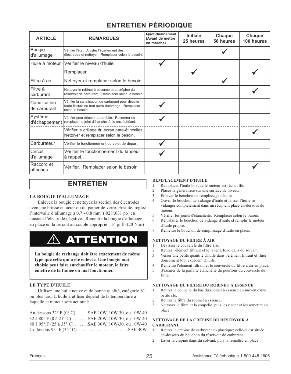 Entretien, Entretien périodique | Powermate PM0143250 User Manual | Page 25 / 48