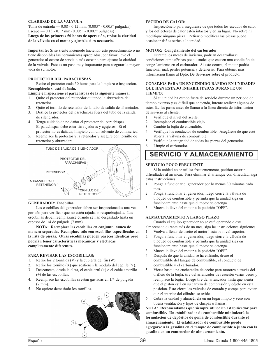 Servicio y almacenamiento | Powermate PM0143250 User Manual | Page 39 / 48