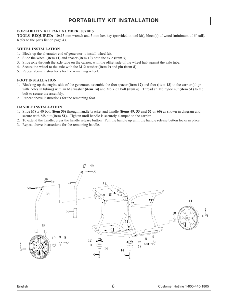 Portability kit installation | Powermate PM0143250 User Manual | Page 8 / 48