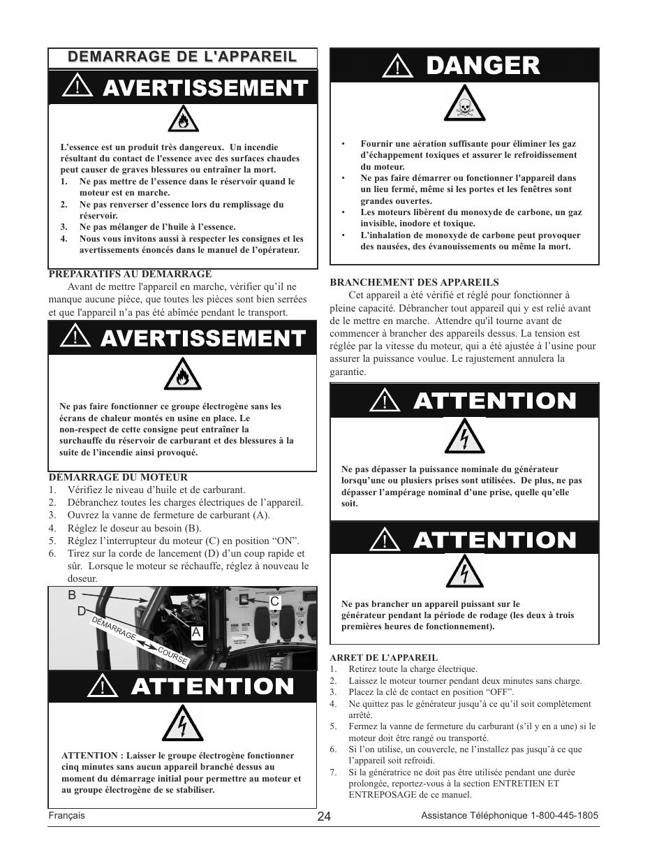 Demarrage de l'appareil, Da c b | Powermate PM0145500 User Manual | Page 24 / 48