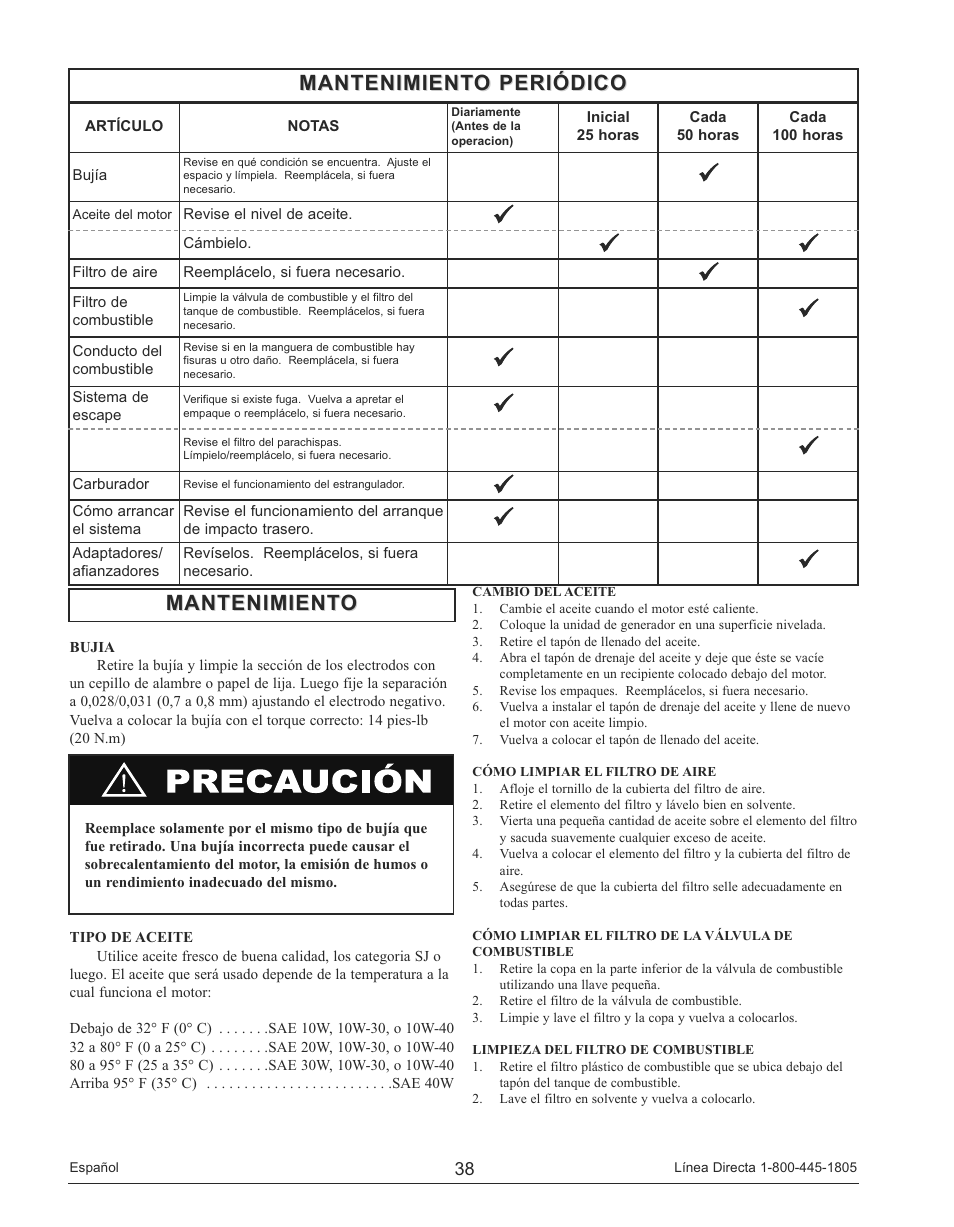 Mantenimiento, Mantenimiento periódico | Powermate PM0145500 User Manual | Page 38 / 48