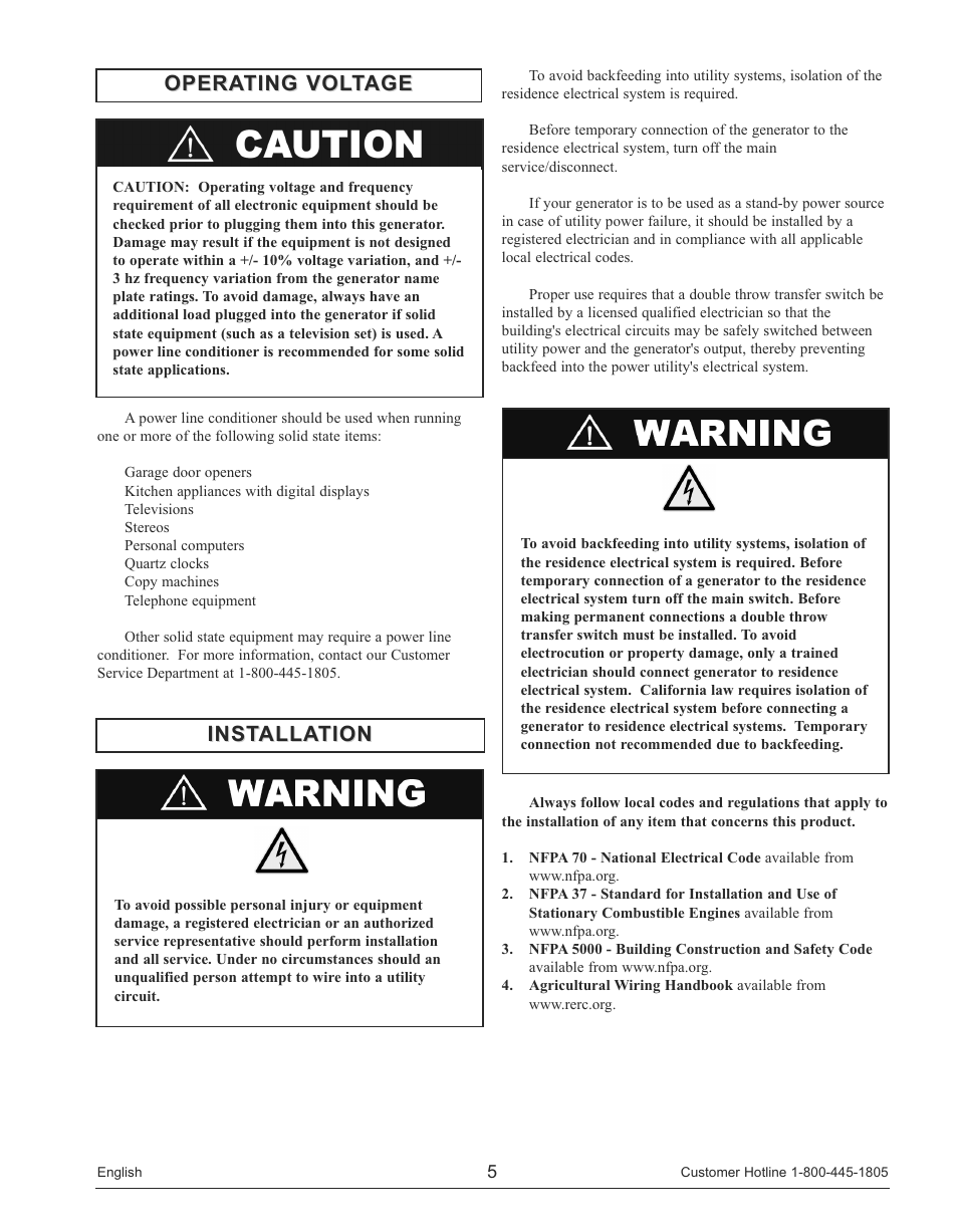 Operating voltage, Installation | Powermate PM0145500 User Manual | Page 5 / 48