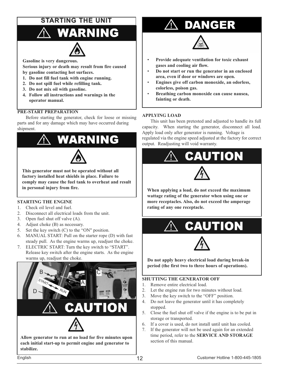 Starting the unit | Powermate PM0146500.01 User Manual | Page 12 / 52