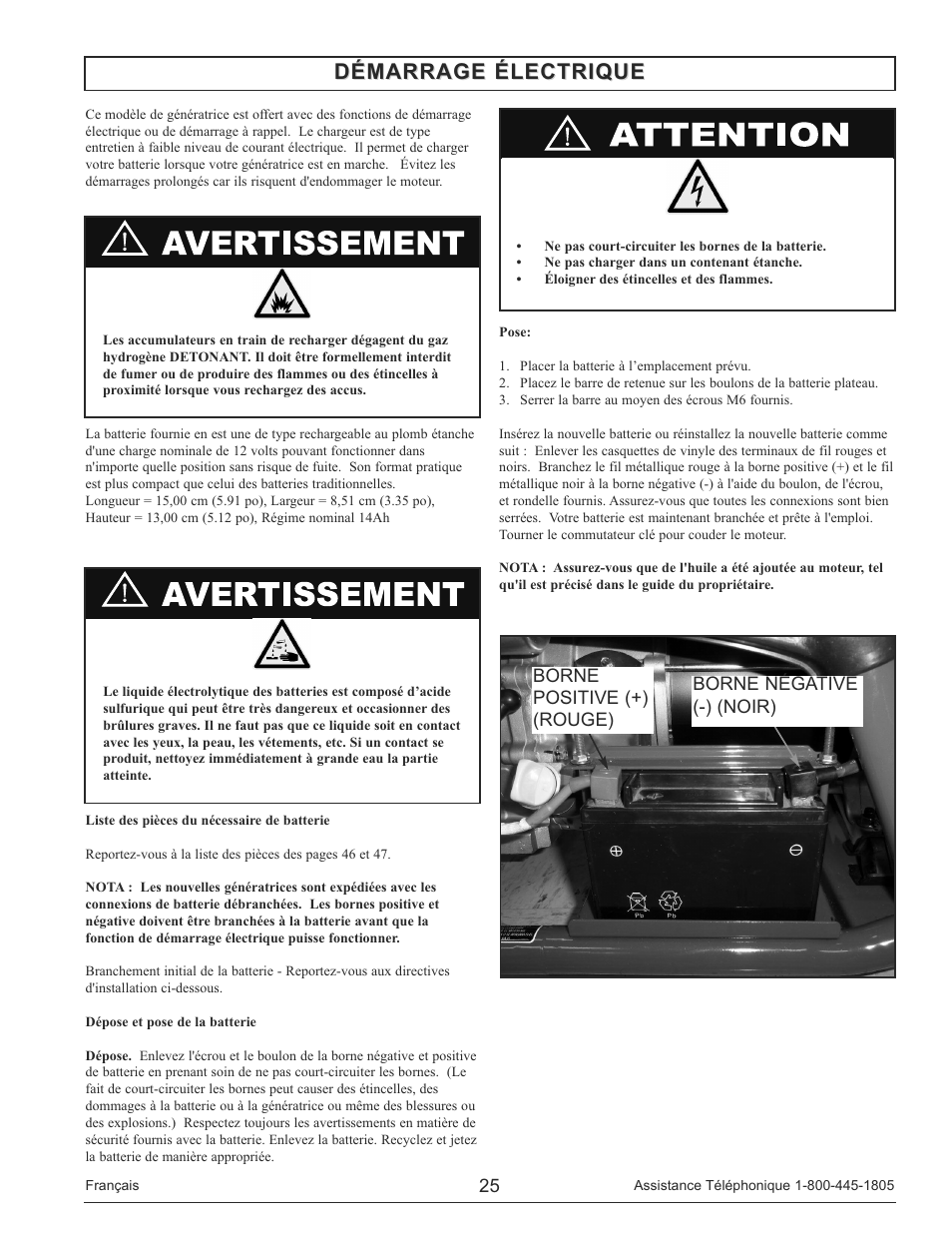 Démarrage électrique | Powermate PM0146500.01 User Manual | Page 25 / 52