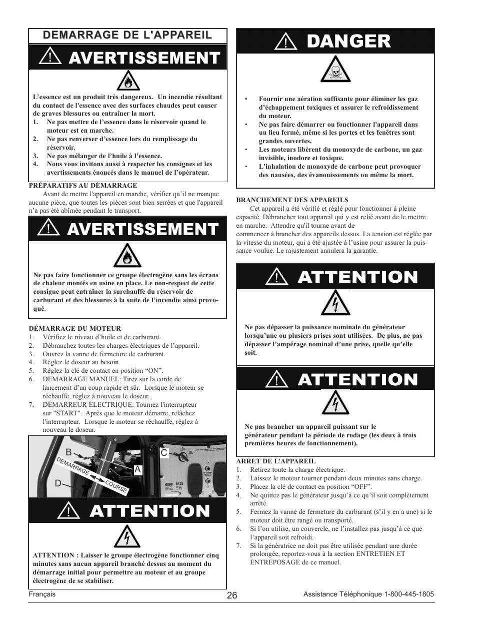 Demarrage de l'appareil, Da c b | Powermate PM0146500.01 User Manual | Page 26 / 52