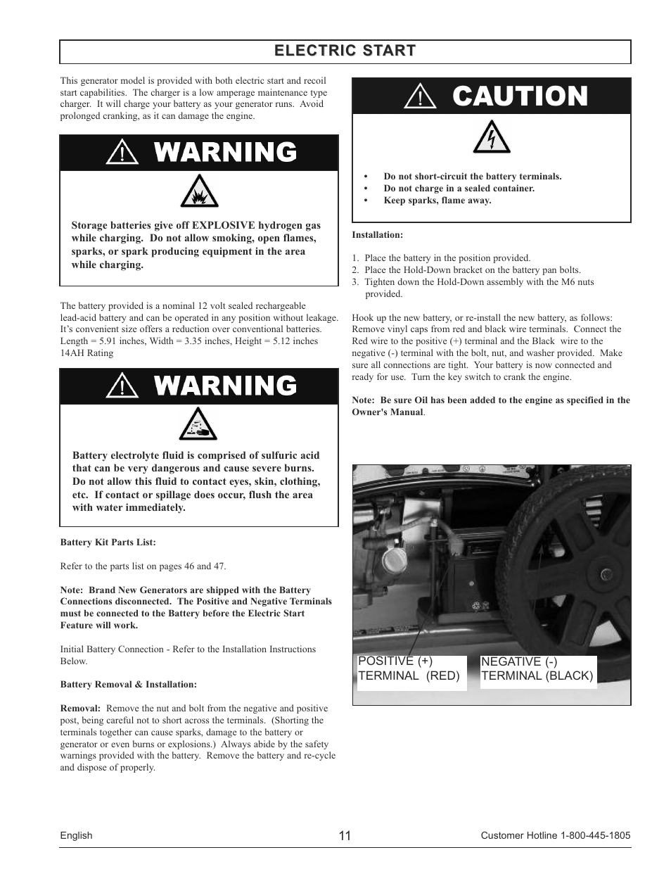 Electric start | Powermate PM0148000 User Manual | Page 11 / 52