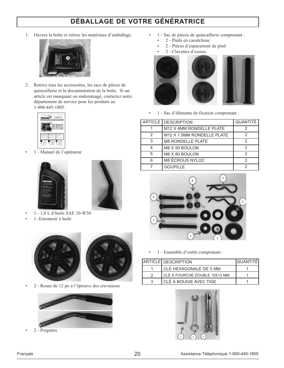 Déballage de votre génératrice | Powermate PM0148000 User Manual | Page 20 / 52