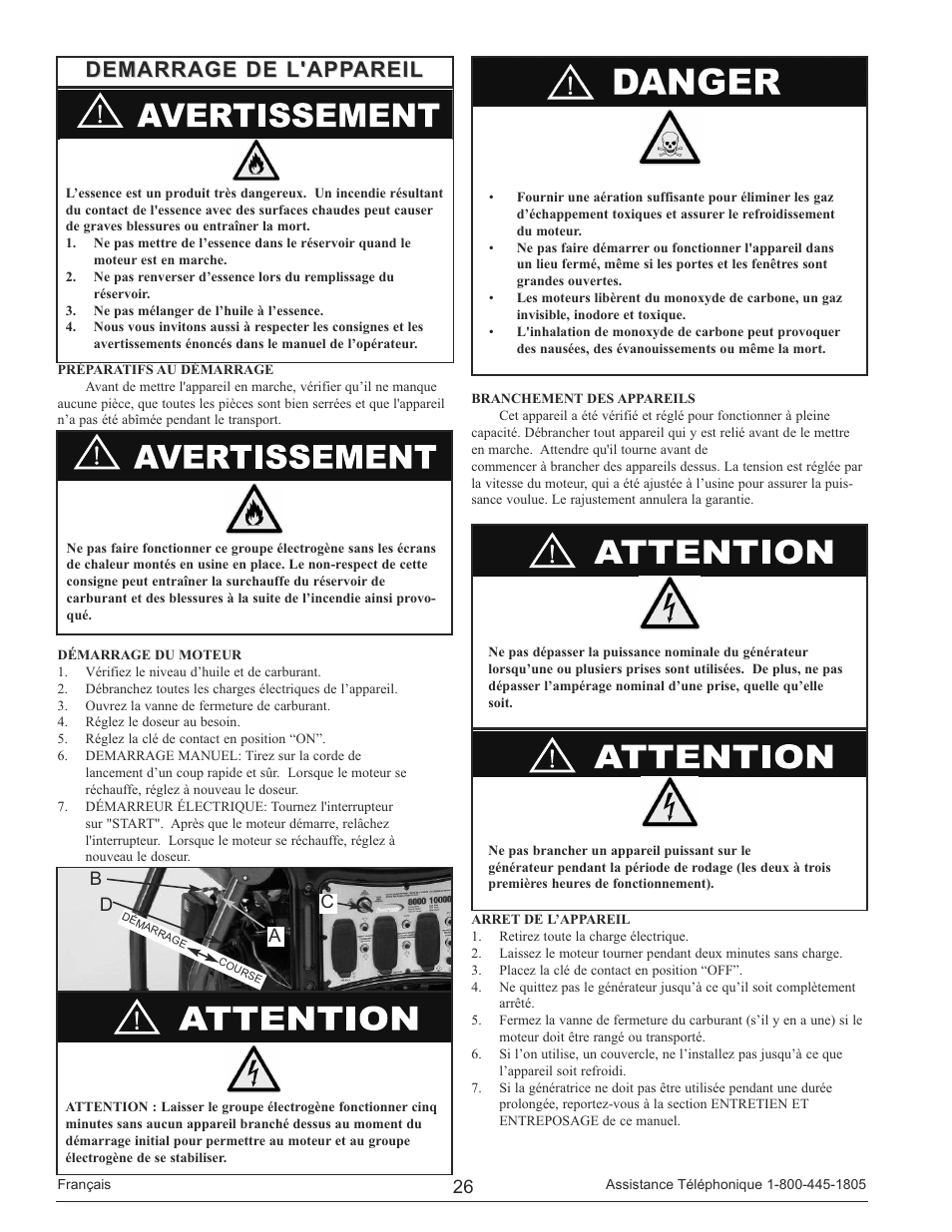 Demarrage de l'appareil, Da c b | Powermate PM0148000 User Manual | Page 26 / 52