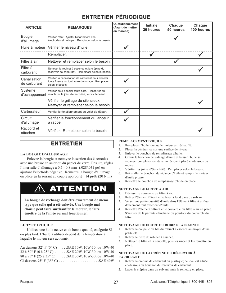 Entretien, Entretien périodique | Powermate PM0148000 User Manual | Page 27 / 52