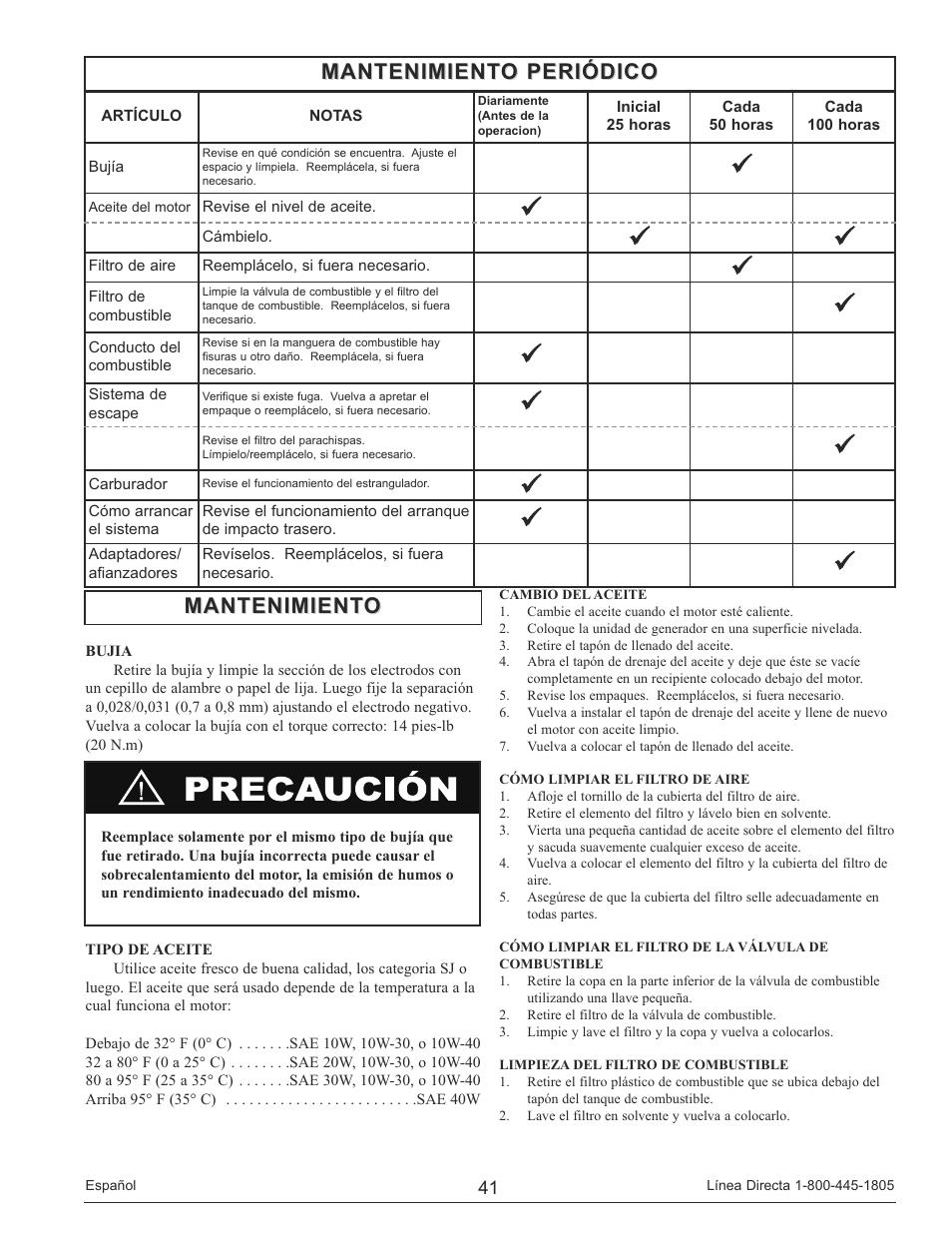 Mantenimiento, Mantenimiento periódico | Powermate PM0148000 User Manual | Page 41 / 52