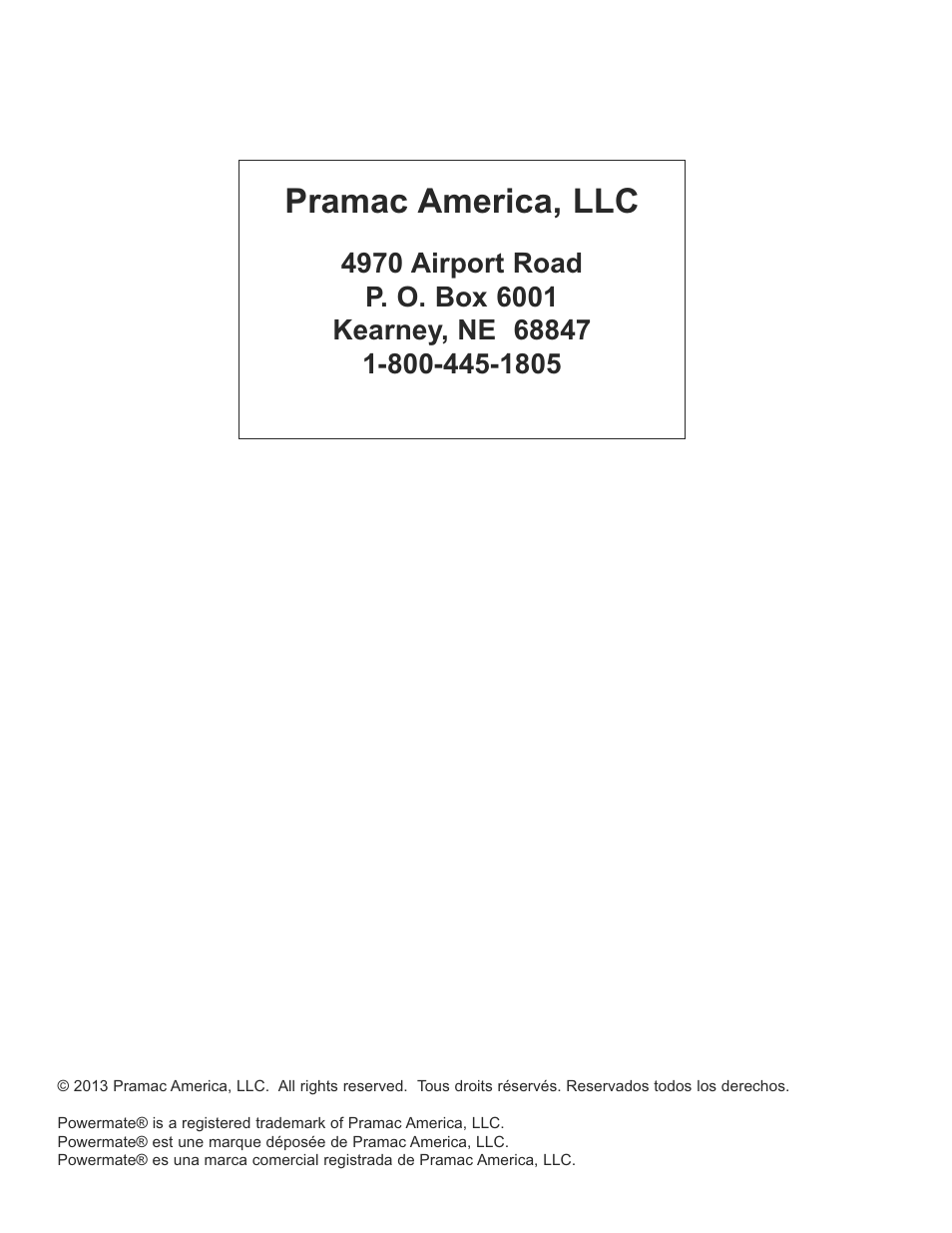 Pramac america, llc | Powermate PM0148000 User Manual | Page 52 / 52