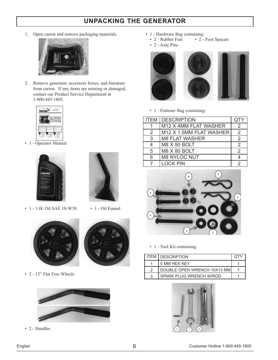 Unpacking the generator | Powermate PM0148000 User Manual | Page 6 / 52