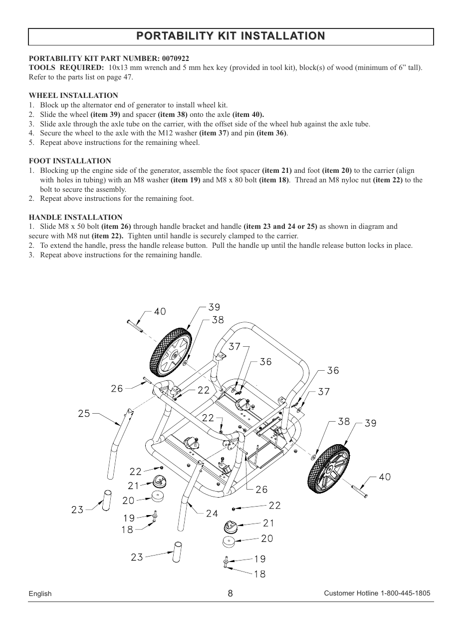 Portability kit installation | Powermate PM0148000 User Manual | Page 8 / 52