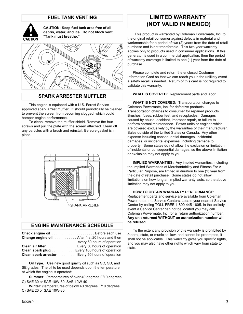 Limited warranty (not valid in mexico) | Powermate PM0401856 User Manual | Page 3 / 12