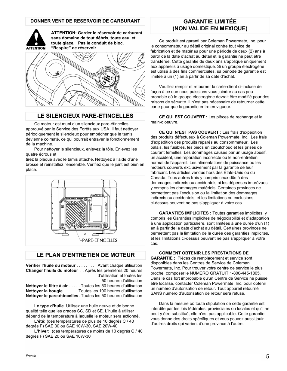 Garantie limitée (non valide en mexique) | Powermate PM0401856 User Manual | Page 5 / 12