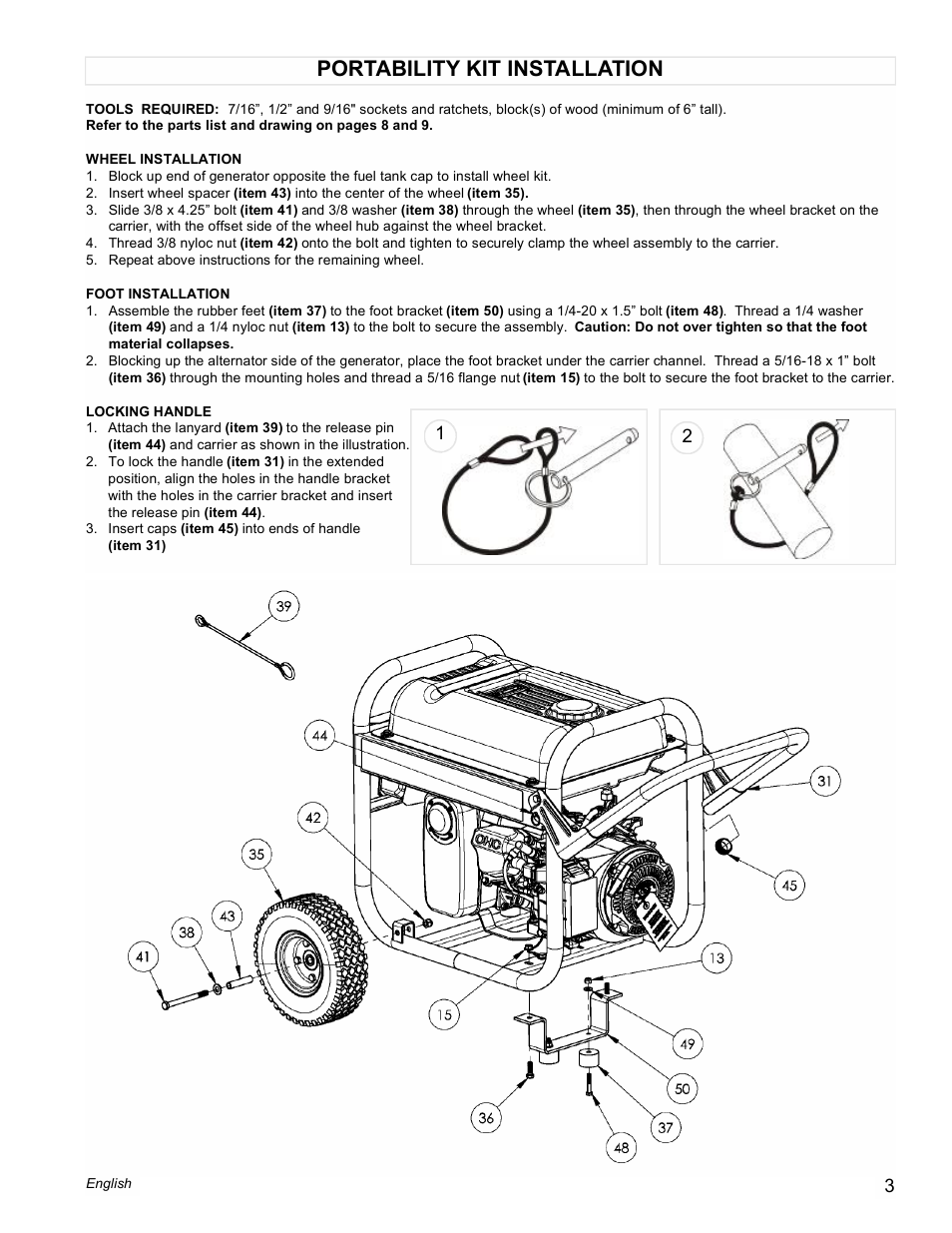 Portability kit installation | Powermate PM0433500 User Manual | Page 3 / 12