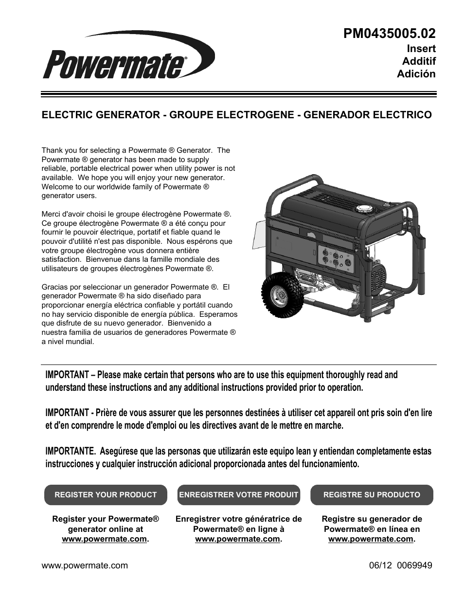 Powermate PM0435005.02 User Manual | 12 pages