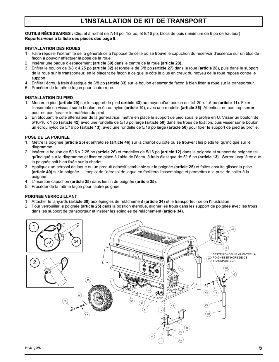L'installation de kit de transport | Powermate PM0435005.02 User Manual | Page 5 / 12