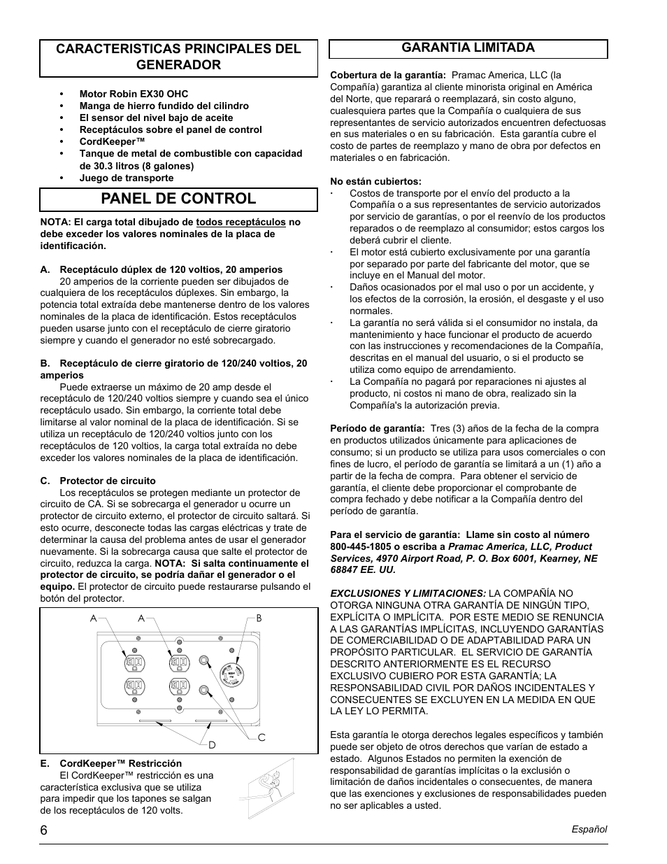 Panel de control | Powermate PM0435005.02 User Manual | Page 6 / 12