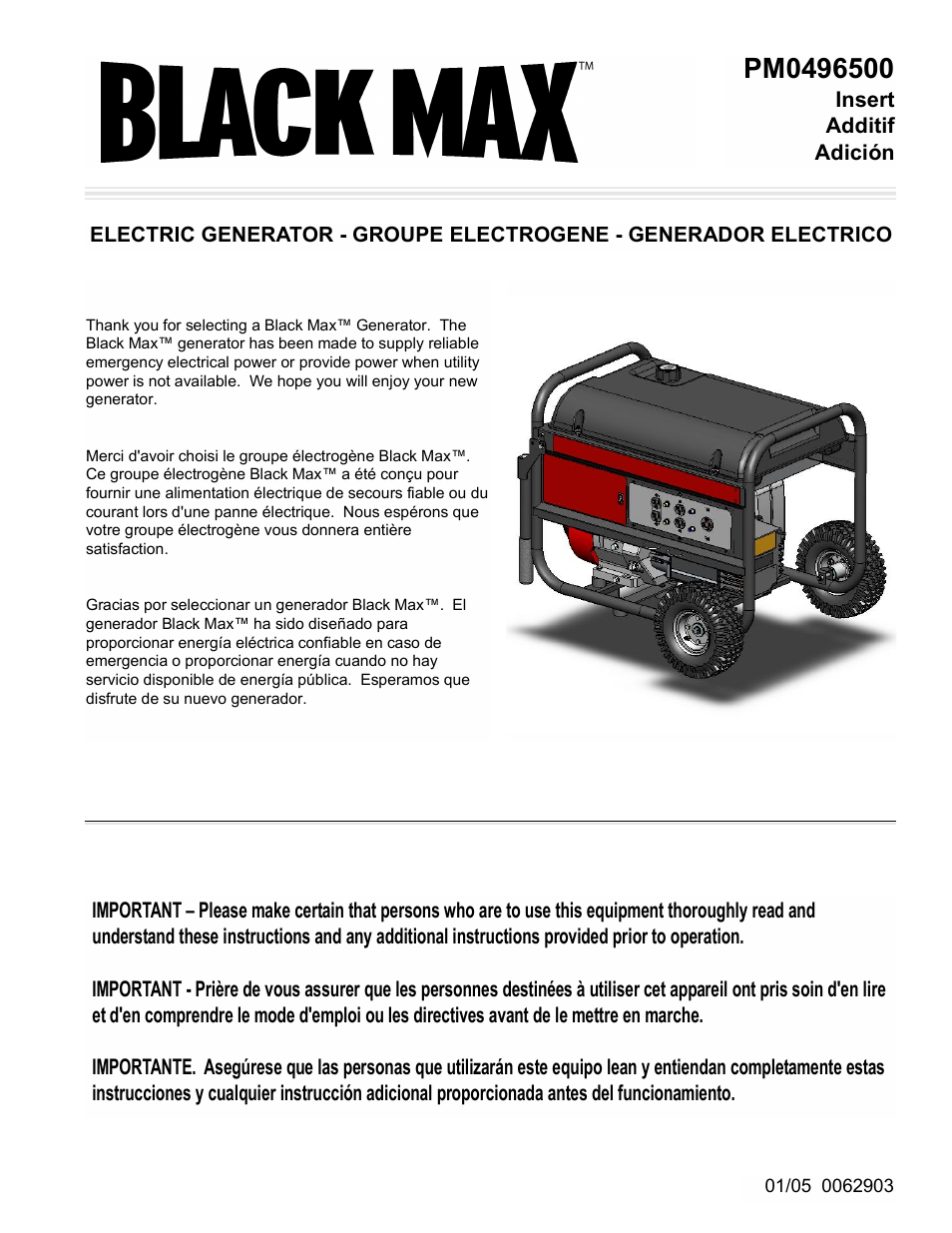 Powermate PM0496500 User Manual | 12 pages
