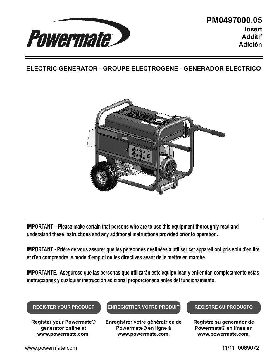 Powermate PM0497000.05 User Manual | 12 pages