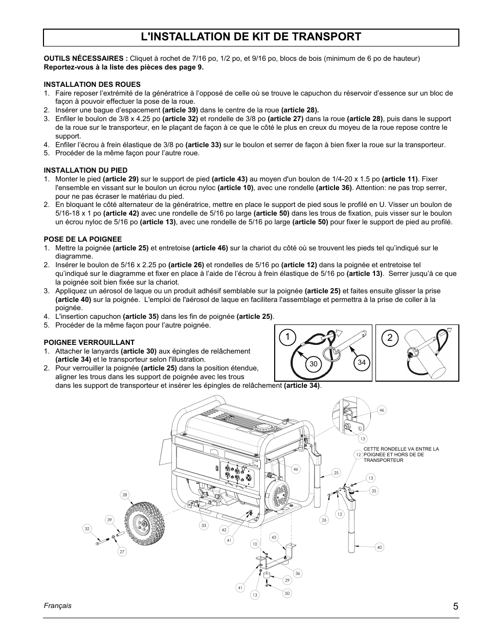 L'installation de kit de transport | Powermate PM0497000.05 User Manual | Page 5 / 12