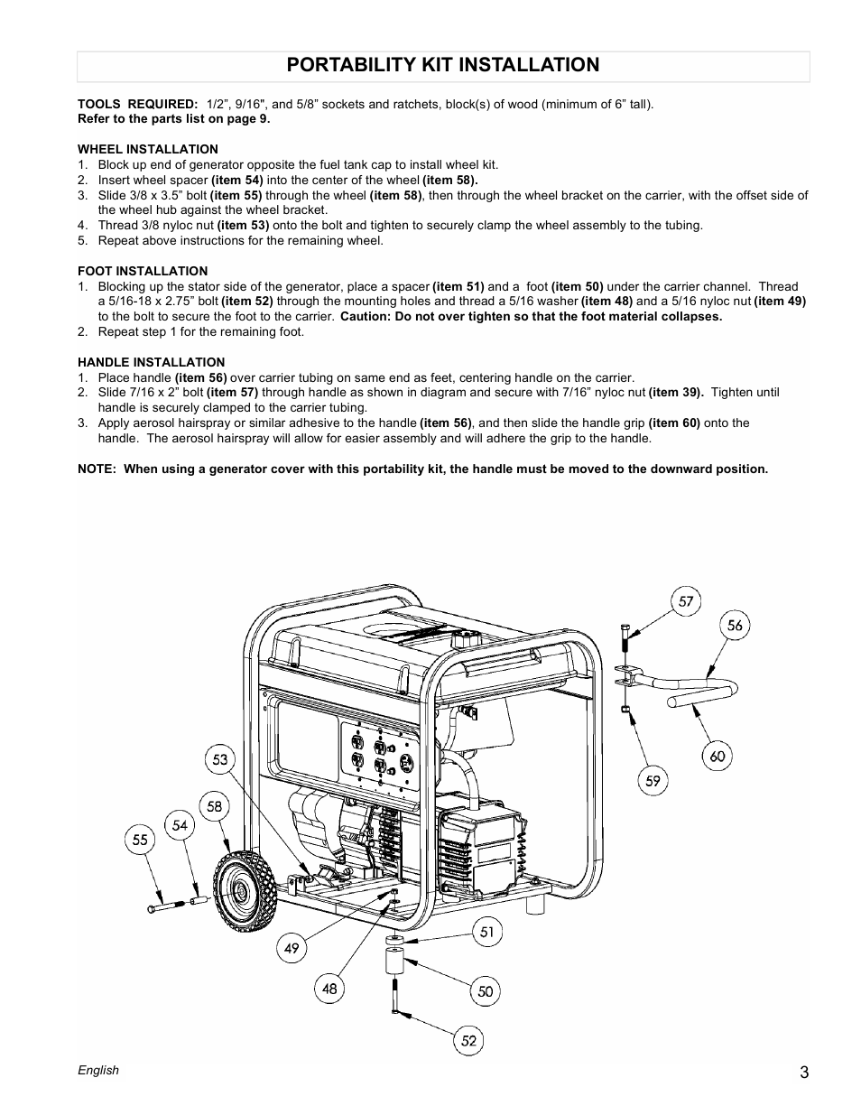 Portability kit installation | Powermate PM0525750 User Manual | Page 3 / 12