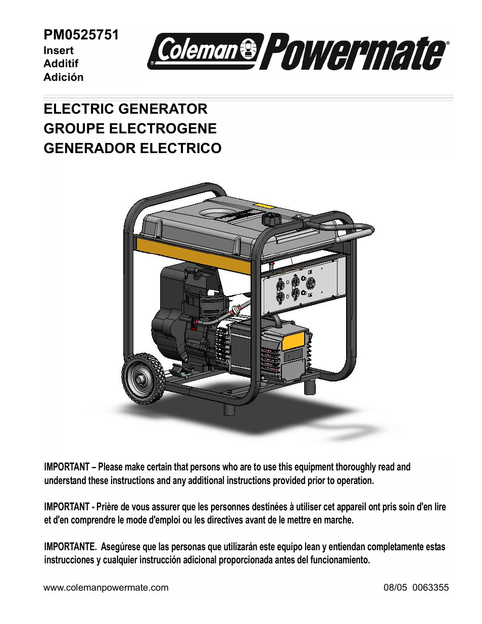 Powermate PM0525751 User Manual | 12 pages