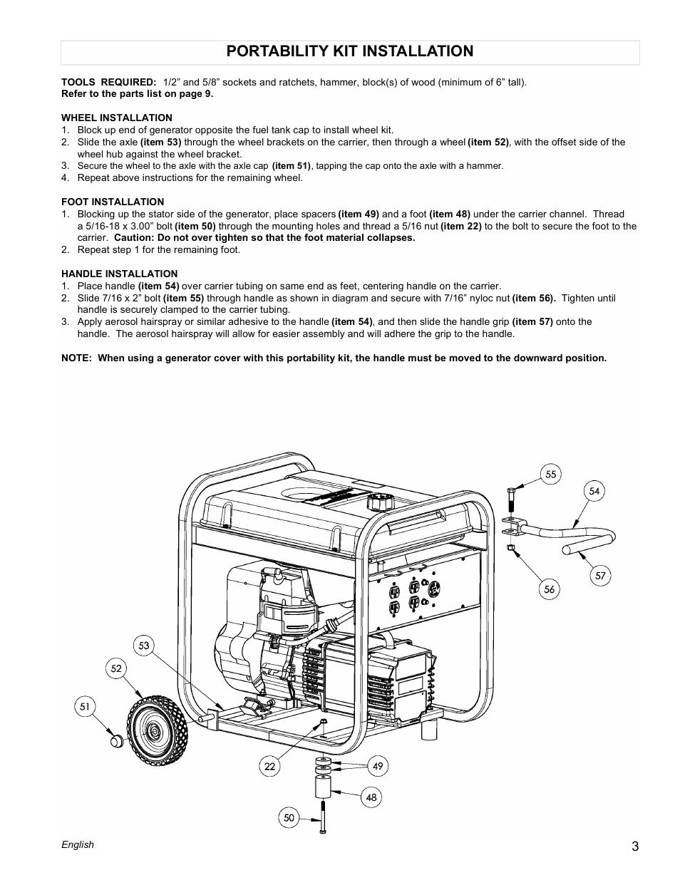 Portability kit installation | Powermate PM0525751 User Manual | Page 3 / 12