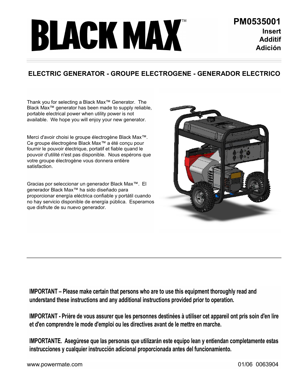 Powermate PM0535001 User Manual | 12 pages