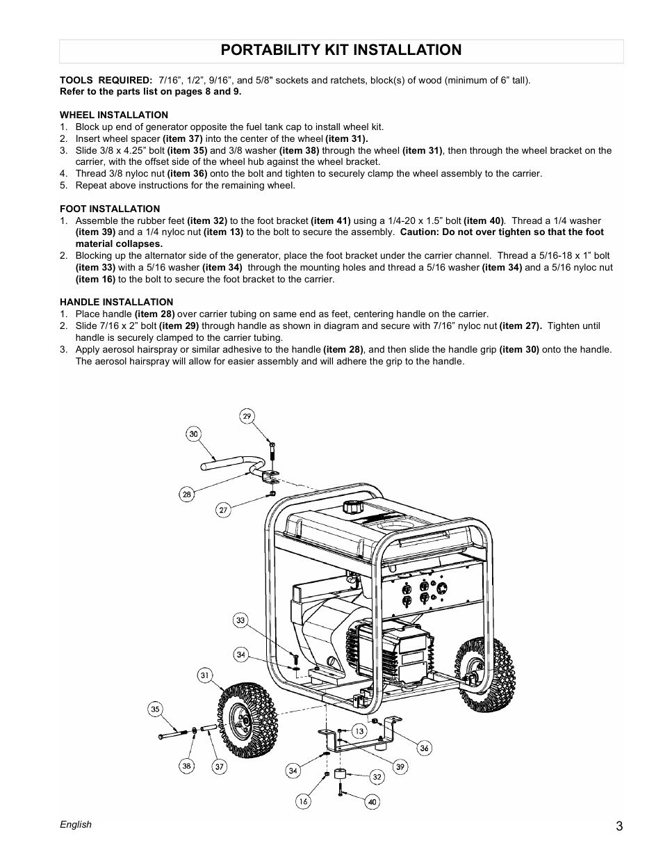 Portability kit installation | Powermate PM0535001 User Manual | Page 3 / 12