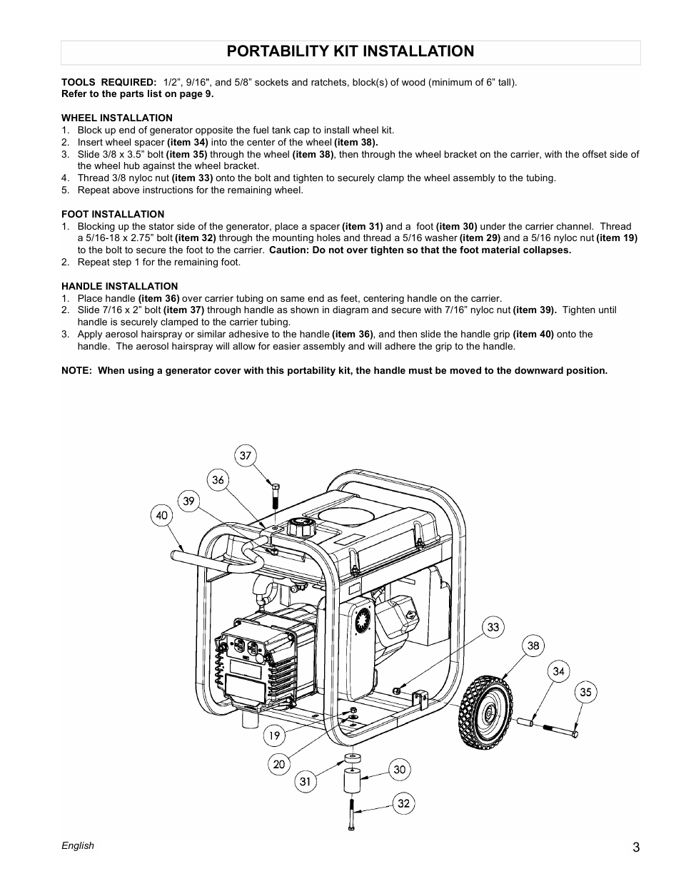 Portability kit installation | Powermate PM0543002 User Manual | Page 3 / 12