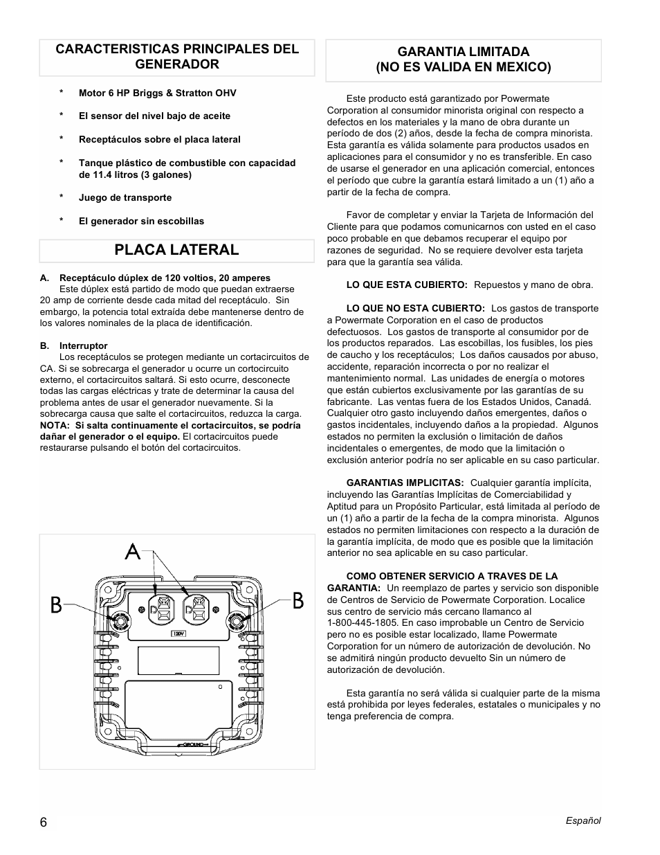 Placa lateral | Powermate PM0543002 User Manual | Page 6 / 12