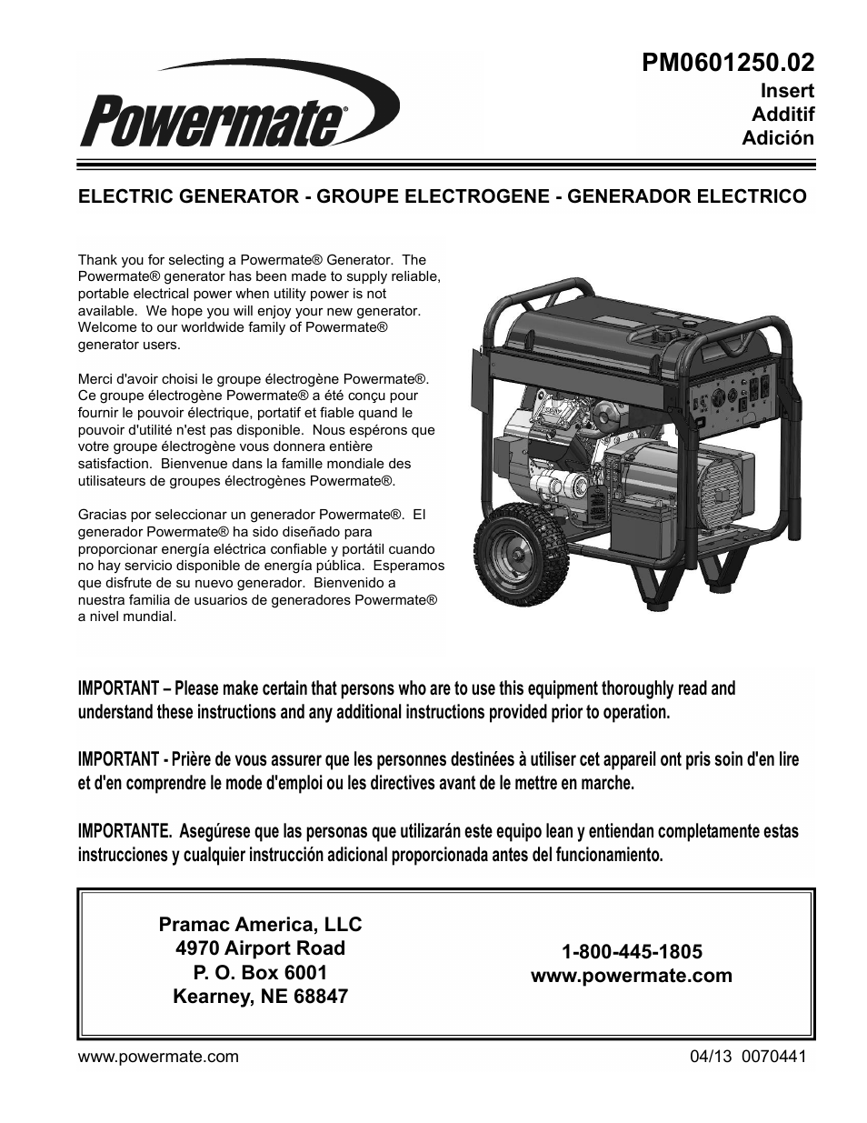 Powermate PM0601250.02 User Manual | 20 pages