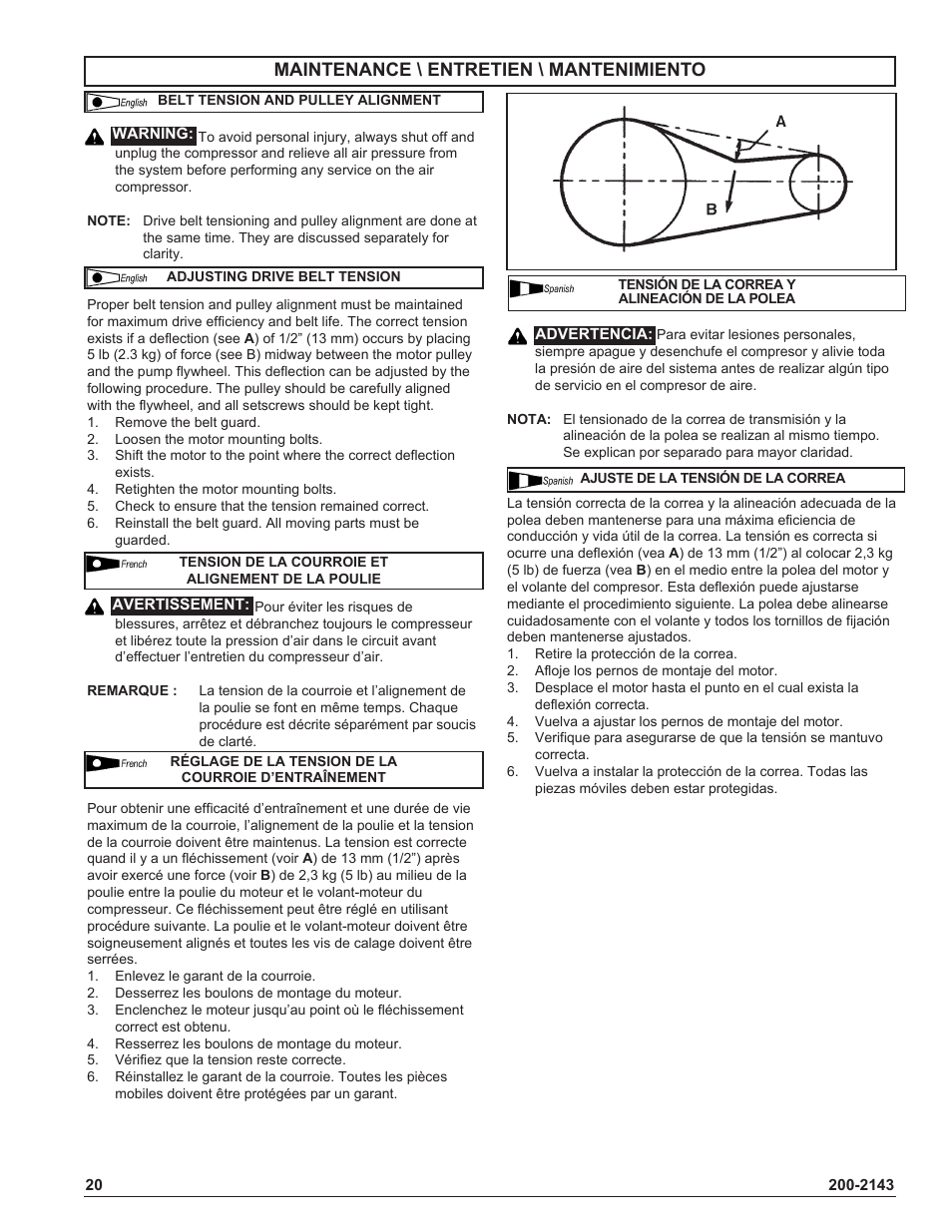 Maintenance \ entretien \ mantenimiento | Powermate IH9919946 User Manual | Page 20 / 30