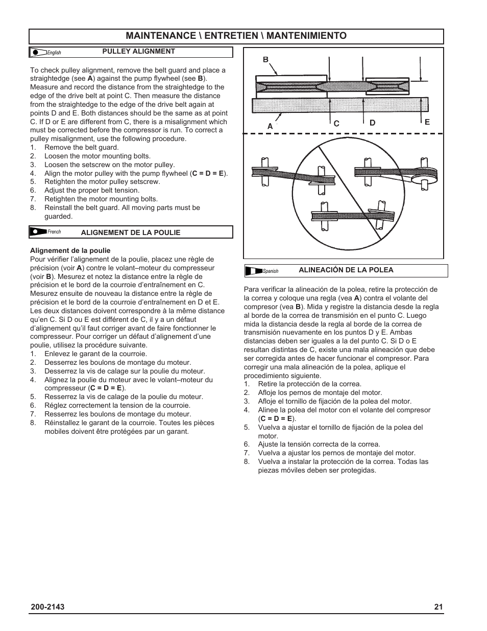 Maintenance \ entretien \ mantenimiento | Powermate IH9919946 User Manual | Page 21 / 30