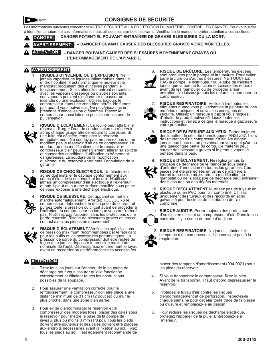 Consignes de sécurité | Powermate IH9919946 User Manual | Page 4 / 30